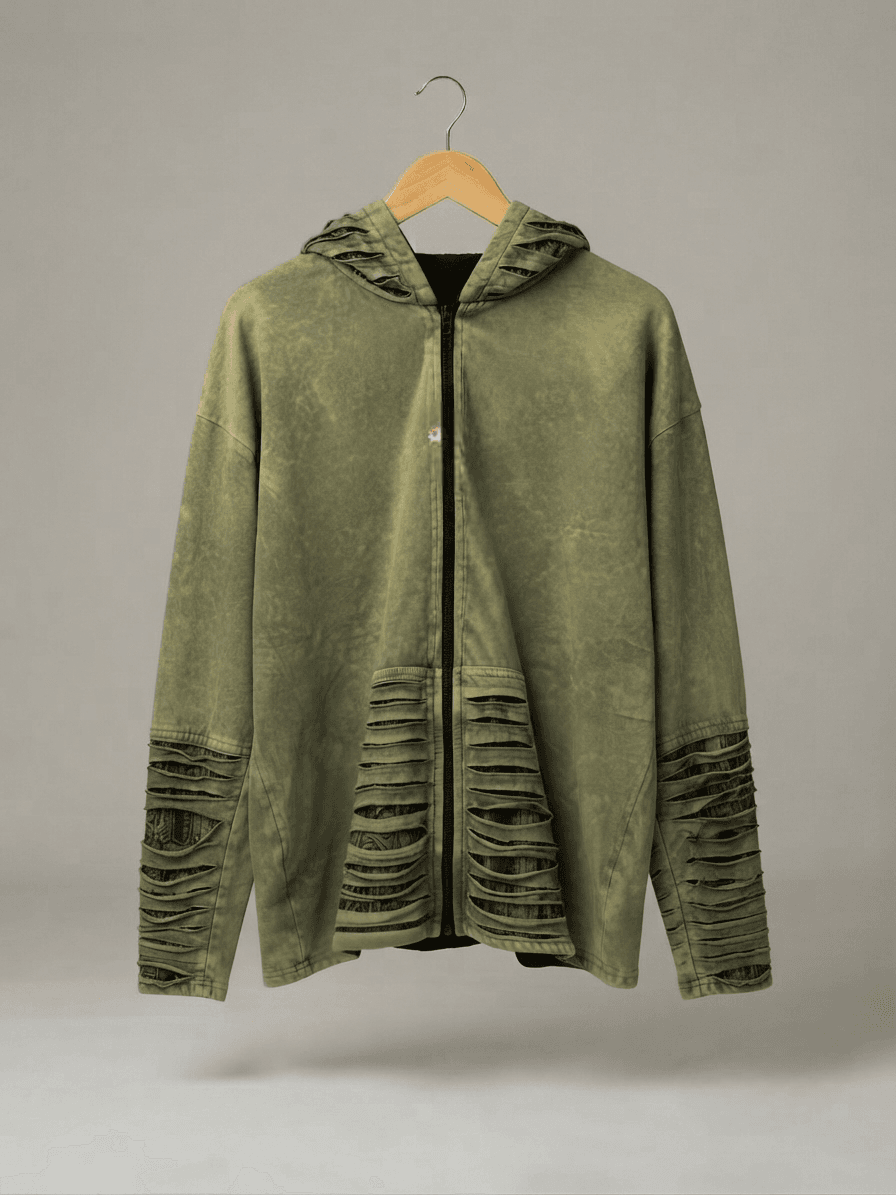Olive Rebel Cutwork Hoodie